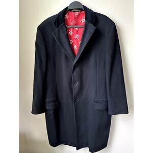 Men’s LORO PIANA 100% Cashmere Long Overcoat Black Coat Made In Italy Skulls
